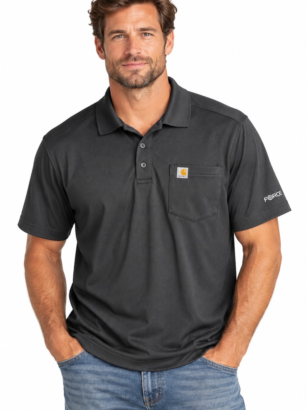 Carhartt Force Men’s Charcoal Black Short-Sleeve Polo Sz XL